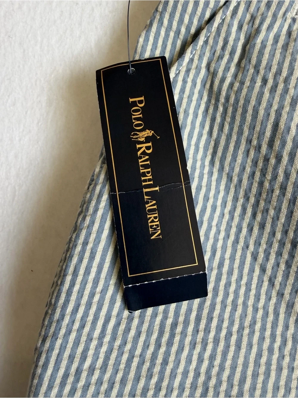 NWT Polo Ralph Lauren Hamilton Seersucker Shorts Men’s 36 Blue White Cotton